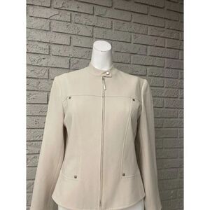 Louben Cream Silver Accent Blazer / Jacket Size 4